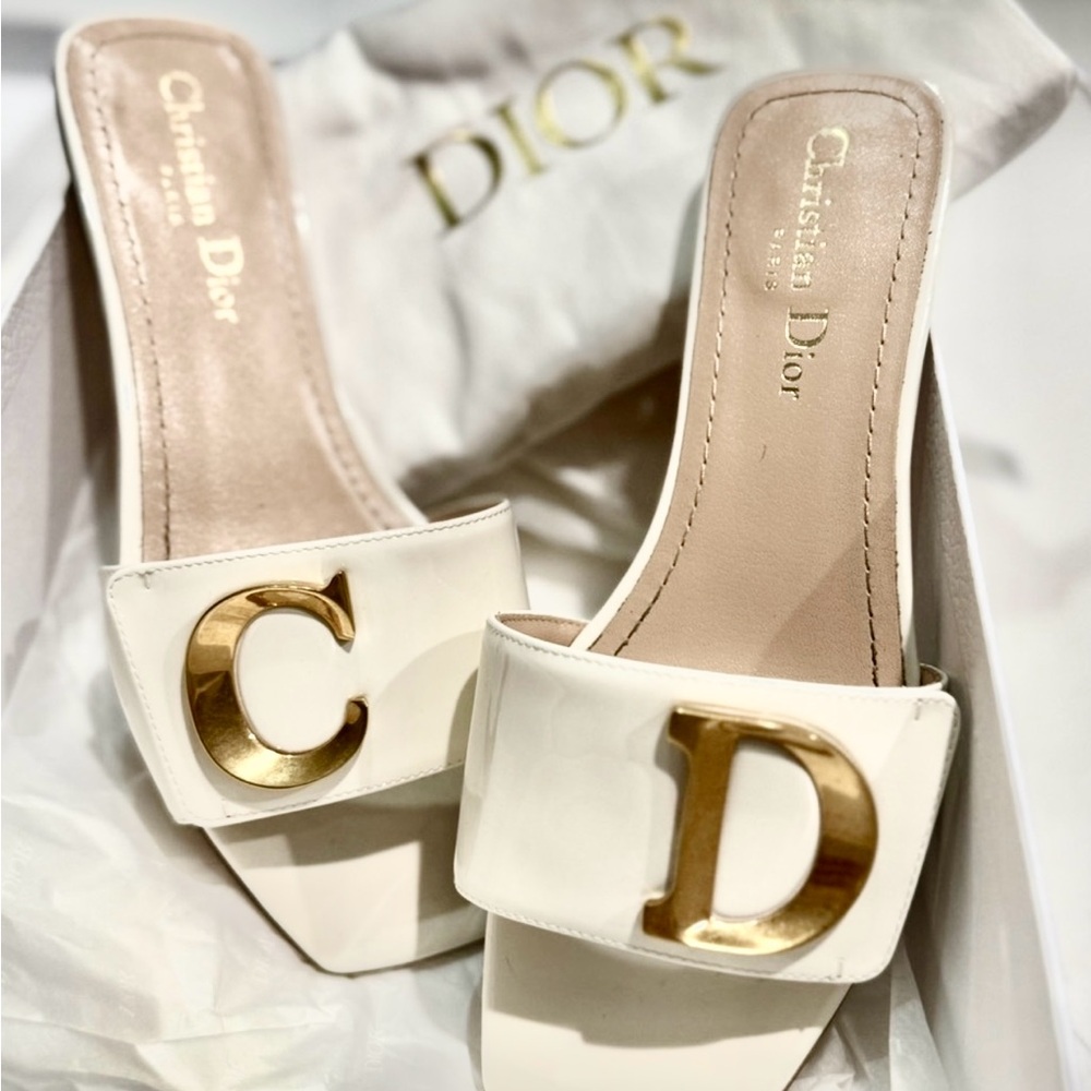 Dior Cream and Gold Sandals with Luxurious Leather
